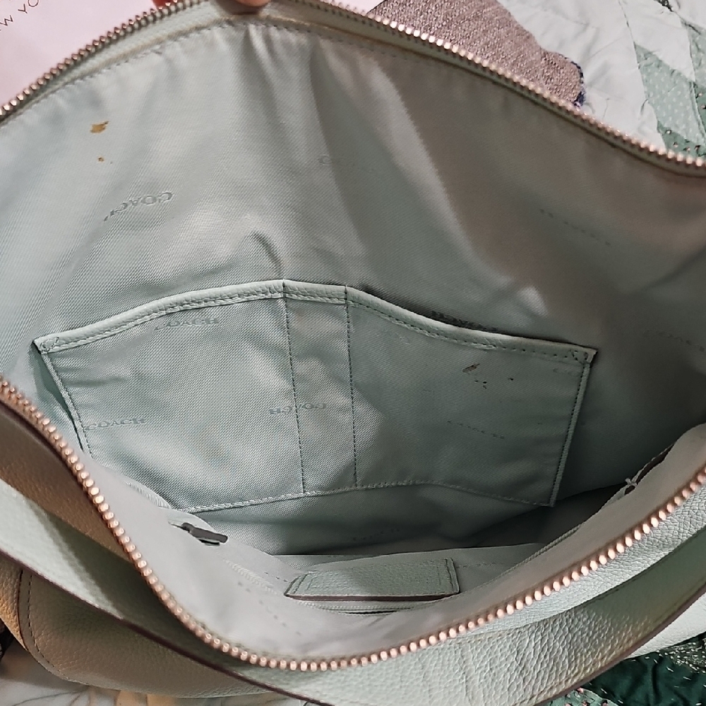 Coach Mint Green Leather Shoulder Bag with Turn-Lock - Picture 10 of 11